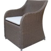 Portofino Outdoor Arm Dining Chair in Kubu Grey w/ White Cushion